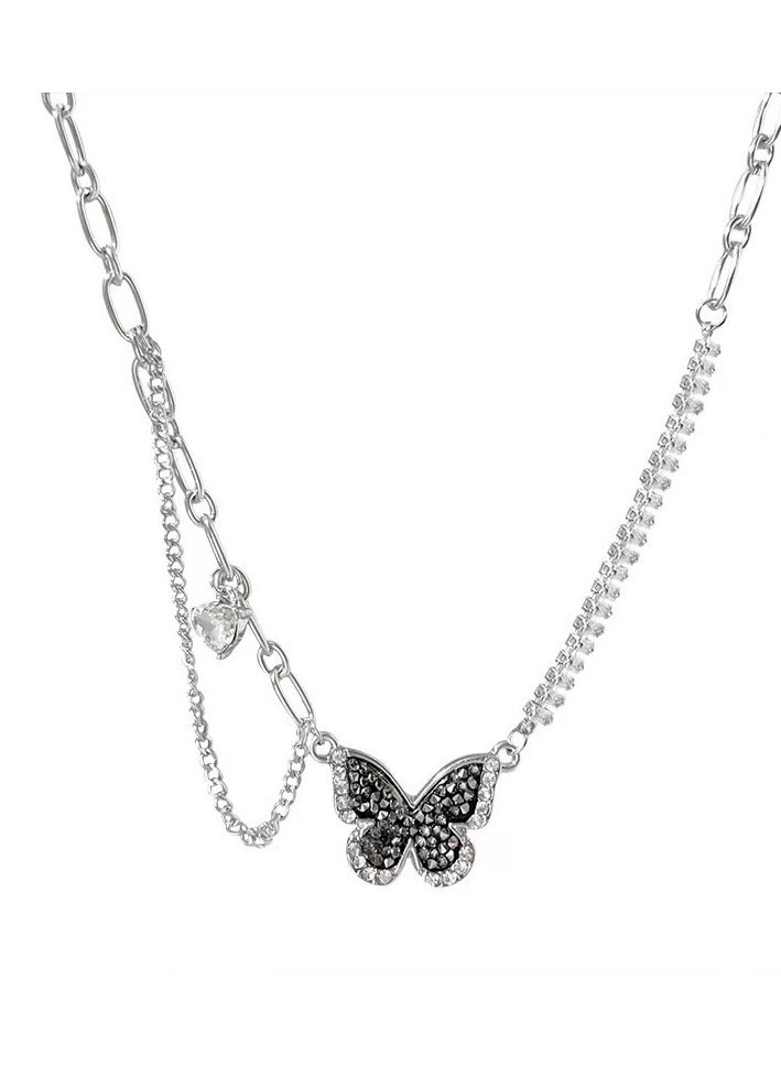 Goolsky قلادة فراشة من الزركون الأسود - طوق أنيق لخريف النساء، سلسلة رقيقة ذات جمالية داكنة على عظمة الترقوة - Image 2