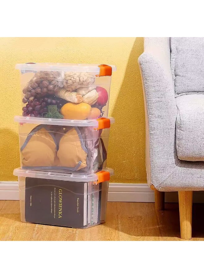 Clear Plastic Storage Box, 15L Storage Bins with Lids, 3pcs Stackable Transparent Organizer Box Storing Clothes, Snacks, Tools, Medicine, Toys, Books, DVDs, CDs (Transparent, 15L)  - Image 1