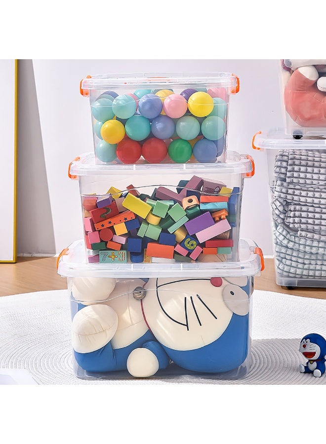 Clear Plastic Storage Box, 15L Storage Bins with Lids, 3pcs Stackable Transparent Organizer Box Storing Clothes, Snacks, Tools, Medicine, Toys, Books, DVDs, CDs (Transparent, 15L)  - Image 4