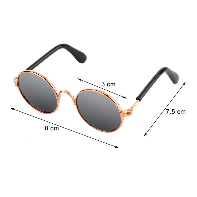 Frienda 10 Pieces Cat Dog Sunglasses Funny Pet Glasses Round Metal Small Classic Retro Sunglasses Pet Hippie Cute Dog Cat Cosplay Party Costume Photo Props Cosplay Glasses(Mixed Color) - Image 2