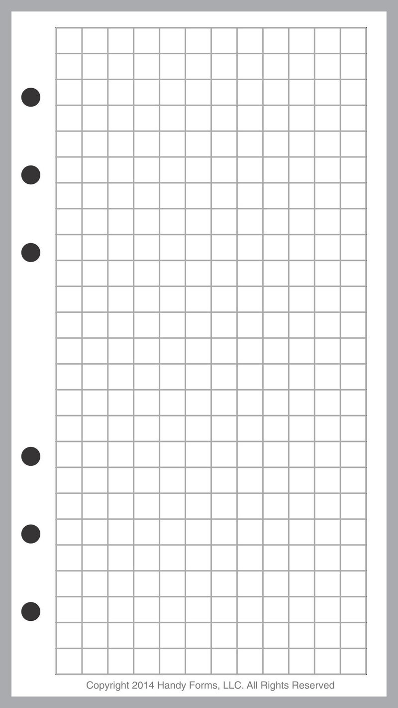 Personal Size Graph Paper Refill, Sized and Punched for Filofax Personal Notebook (3.7" x 6.75")