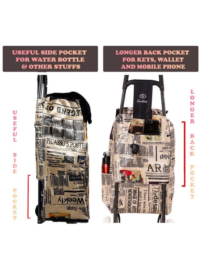 EB EVER BEST-Series Of Bags Metal Shopping Trolley (Beige_EBFSTNP) - Image 4