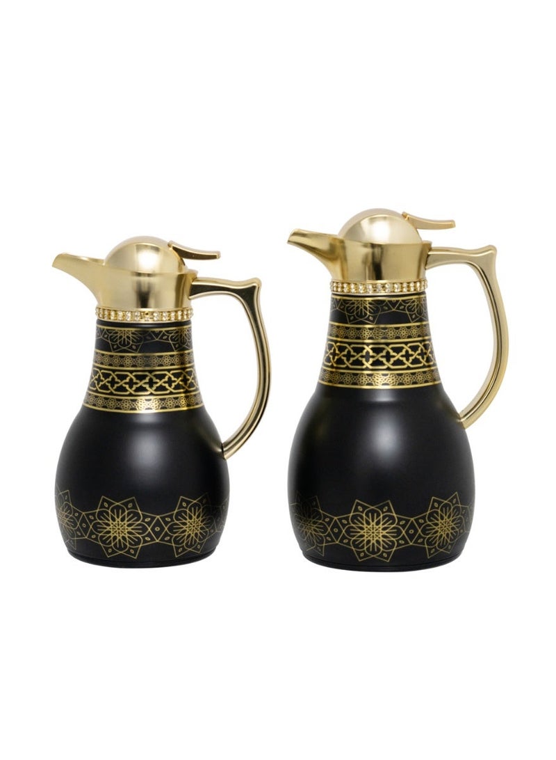Homeway 1L Stainless Steel Arabic Vacuum Flask HW3927, Vacuum Insulated Coffee and Tea Server, Traditional Black & Gold Thermal Flask - Image 2
