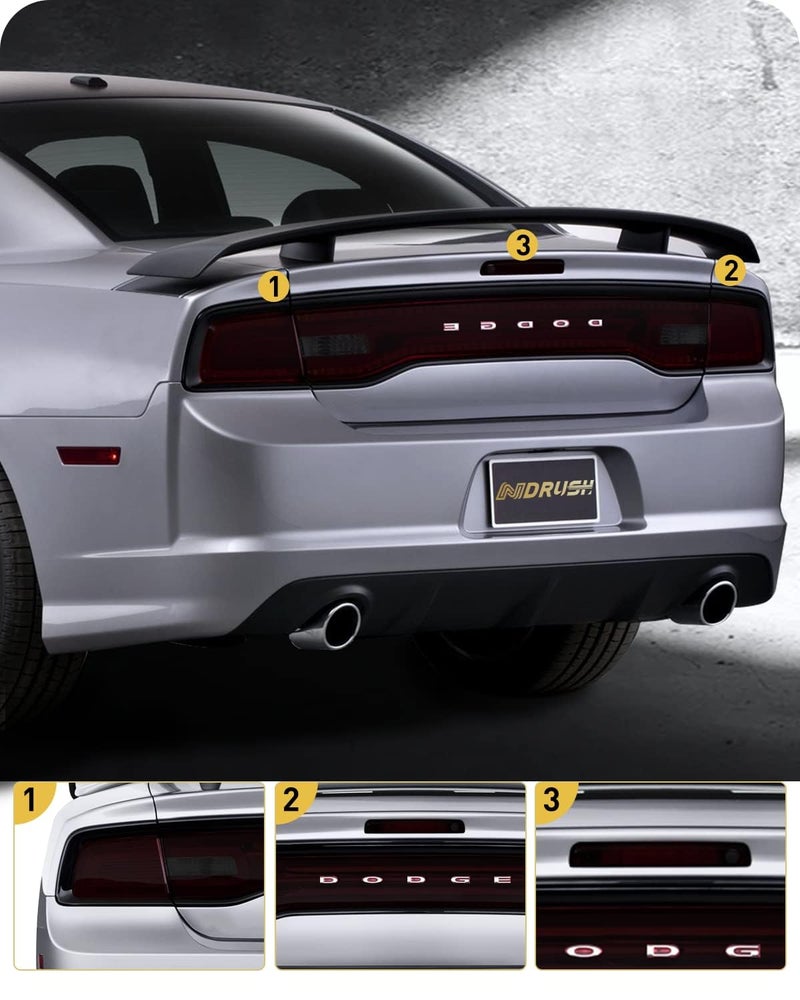 NDRUSH Tail Light Tint Vinyl Blackout Rear Light Tint Film Precut Overlay Wrap Cover Compatible with 2011-2014 Dodge Charger - Image 2