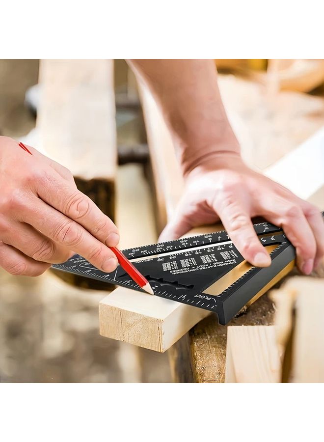 Red Triangle Ruler 7 Inch Heavy Duty Metric Imperial Construction Square with Angle Markings - Image 5