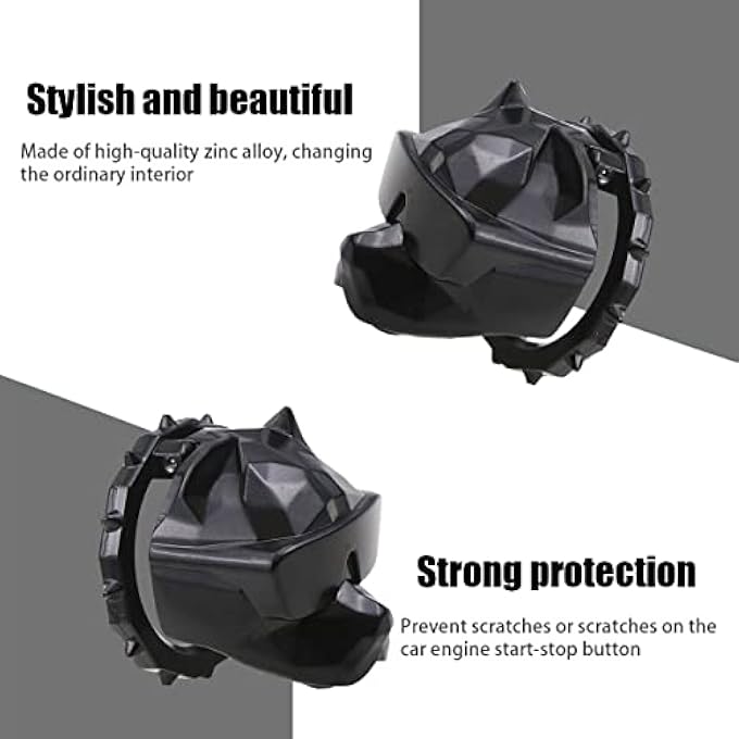 SWIUKPHE غطاء زر تشغيل السيارة بالضغط على زر التشغيل الداخلي للسيارة، غطاء حماية زر التشغيل، ملصق، كلب متنمر، غطاء زخرفي بزر واحد لبدء التشغيل والإيقاف، عالمي للسيارة والشاحنات والسيارات الرياضية متعددة الاستخدامات، أسود - Image 3