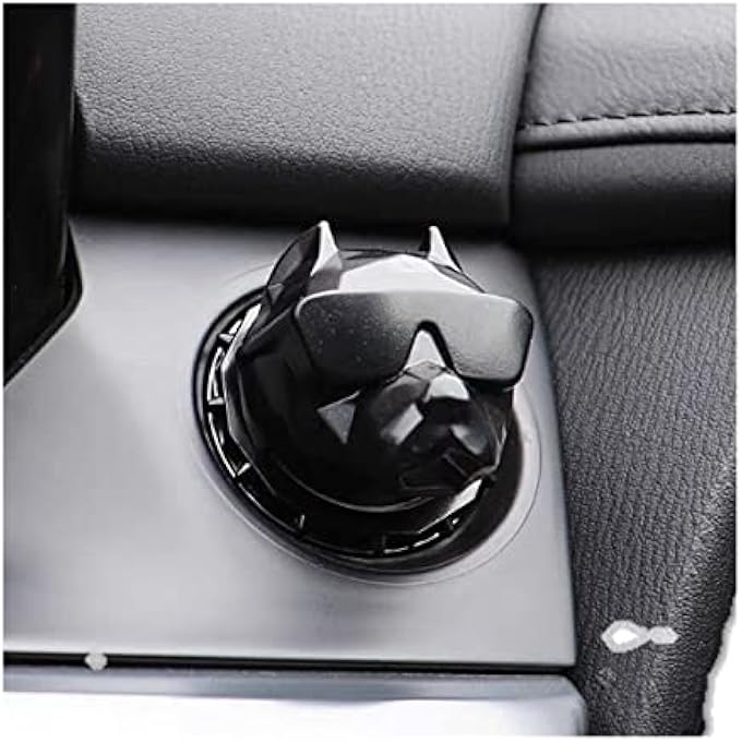 SWIUKPHE غطاء زر تشغيل السيارة بالضغط على زر التشغيل الداخلي للسيارة، غطاء حماية زر التشغيل، ملصق، كلب متنمر، غطاء زخرفي بزر واحد لبدء التشغيل والإيقاف، عالمي للسيارة والشاحنات والسيارات الرياضية متعددة الاستخدامات، أسود - Image 1
