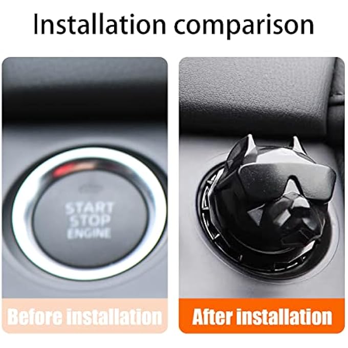 SWIUKPHE غطاء زر تشغيل السيارة بالضغط على زر التشغيل الداخلي للسيارة، غطاء حماية زر التشغيل، ملصق، كلب متنمر، غطاء زخرفي بزر واحد لبدء التشغيل والإيقاف، عالمي للسيارة والشاحنات والسيارات الرياضية متعددة الاستخدامات، أسود - Image 4