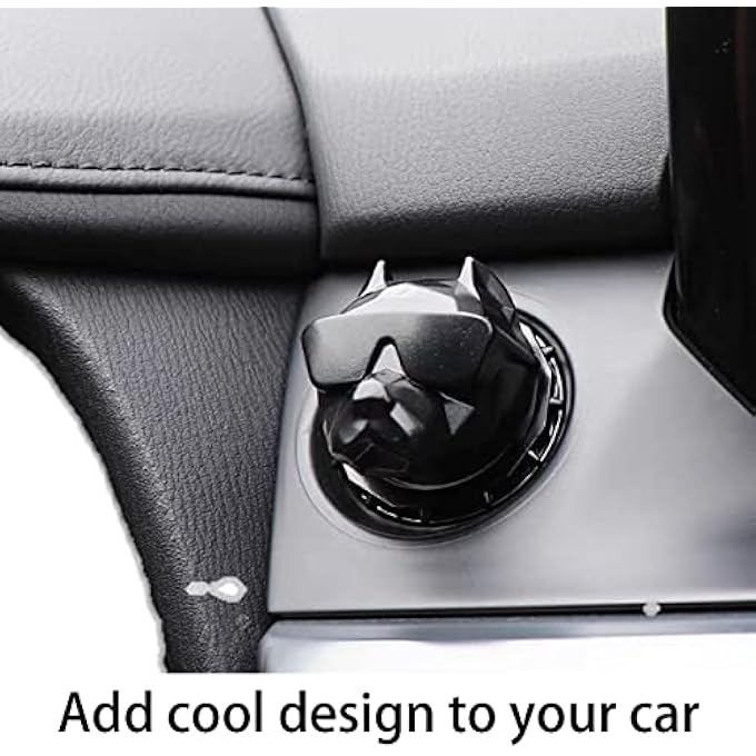 SWIUKPHE غطاء زر تشغيل السيارة بالضغط على زر التشغيل الداخلي للسيارة، غطاء حماية زر التشغيل، ملصق، كلب متنمر، غطاء زخرفي بزر واحد لبدء التشغيل والإيقاف، عالمي للسيارة والشاحنات والسيارات الرياضية متعددة الاستخدامات، أسود - Image 5
