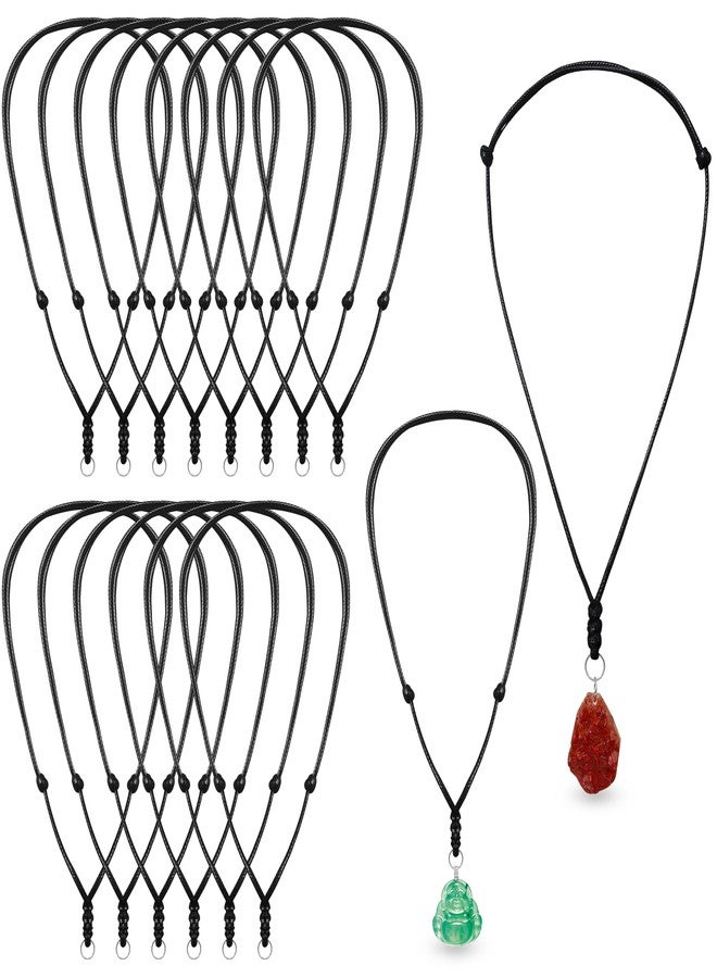 Philbinden 20Pcs Vintage Black Necklace Cord Rope Adjustable Double Knotted Handmade Craft Necklaces With Metal Ring for Hanging Pendants,14-26 Inches Thick 2 MM - Image 1
