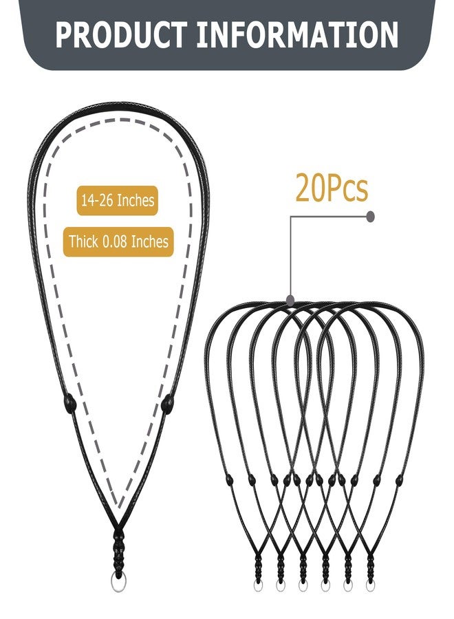 Philbinden 20Pcs Vintage Black Necklace Cord Rope Adjustable Double Knotted Handmade Craft Necklaces With Metal Ring for Hanging Pendants,14-26 Inches Thick 2 MM - Image 2