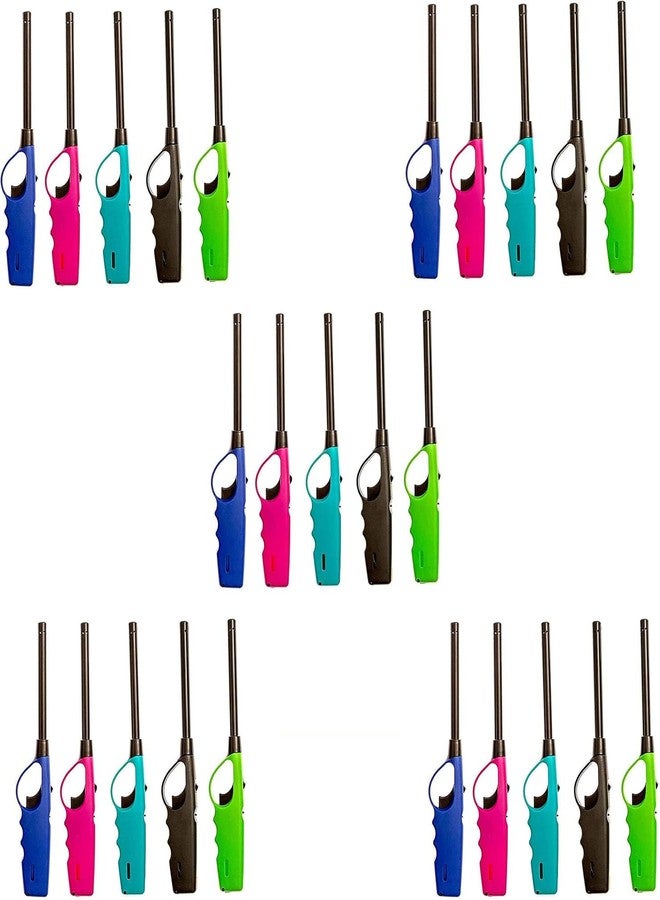 Best Brands USA Long Lighters Wholesale Pack, Multi Use Butane Refillable Neon Fire Lighters, Ideal as Fireplace, Candles and to Light BBQ (25 pc Pack) - Image 1