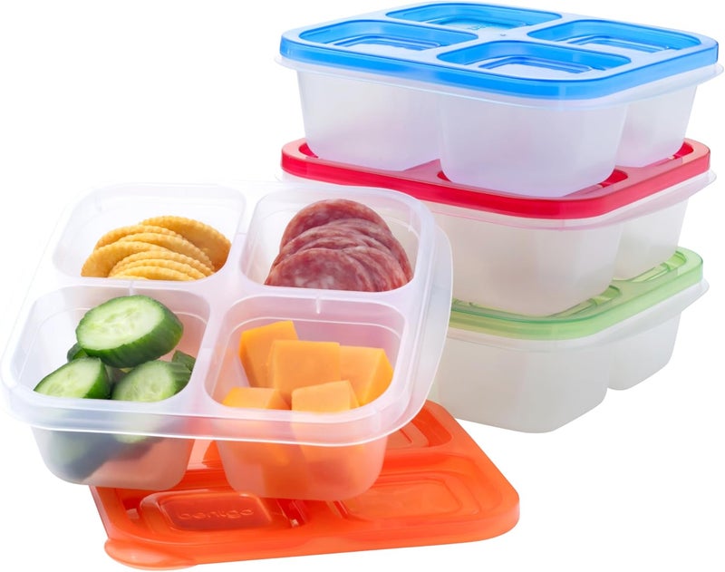 Bentgo Easyboxes 4Compartment Snack Containers  8Piece Set with 4 Trays  4 CustomFit Lids to Seal in Freshness  Reusable Food Storage  Meal Prep Bento BPAFree Containers Classic - Image 1