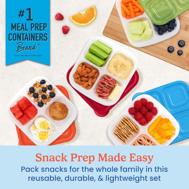 Bentgo Easyboxes 4Compartment Snack Containers  8Piece Set with 4 Trays  4 CustomFit Lids to Seal in Freshness  Reusable Food Storage  Meal Prep Bento BPAFree Containers Classic - Image 2