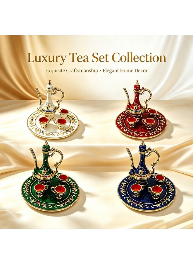Retro enamel diamond mini tea set ornaments Middle East European luxury wind tea set multicolor optional desktop decoration holiday gift D714 - Image 5