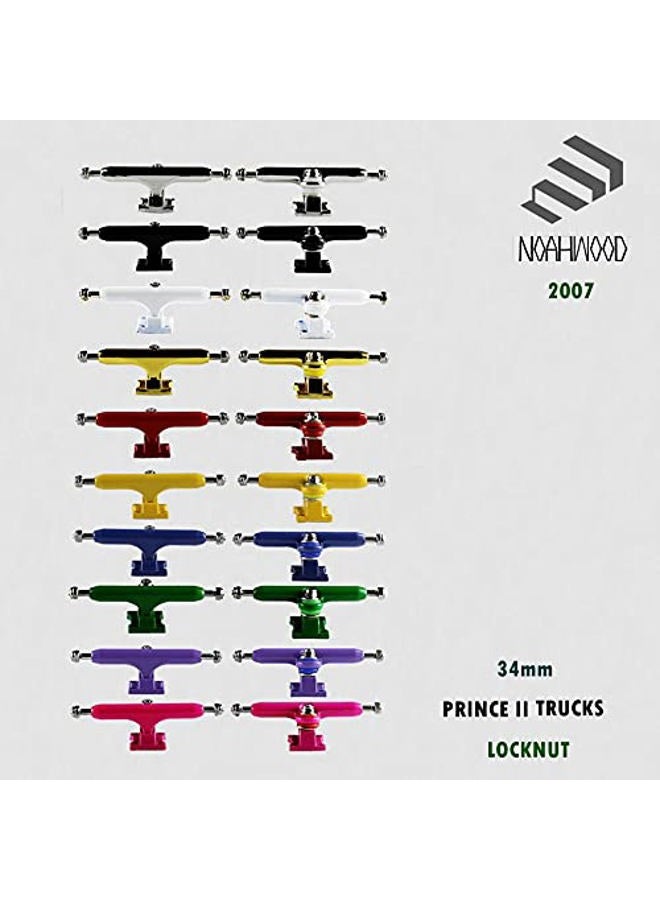 NOAHWOOD Fingerboards Parts Professional Prince II Trucks (34mm) + Update Self-Locking Nuts (Black) - Image 2