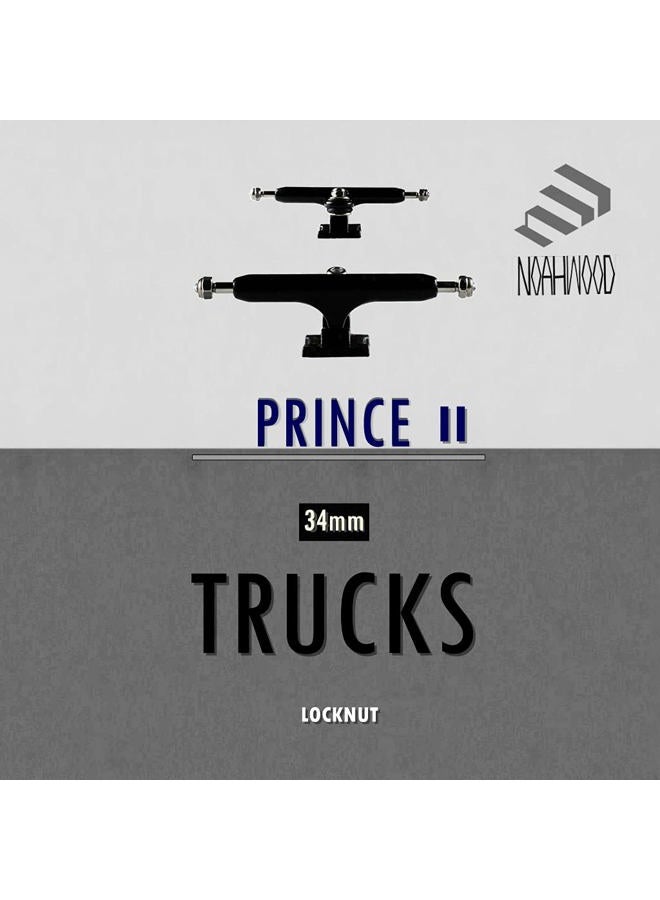 NOAHWOOD Fingerboards Parts Professional Prince II Trucks (34mm) + Update Self-Locking Nuts (Black) - Image 3