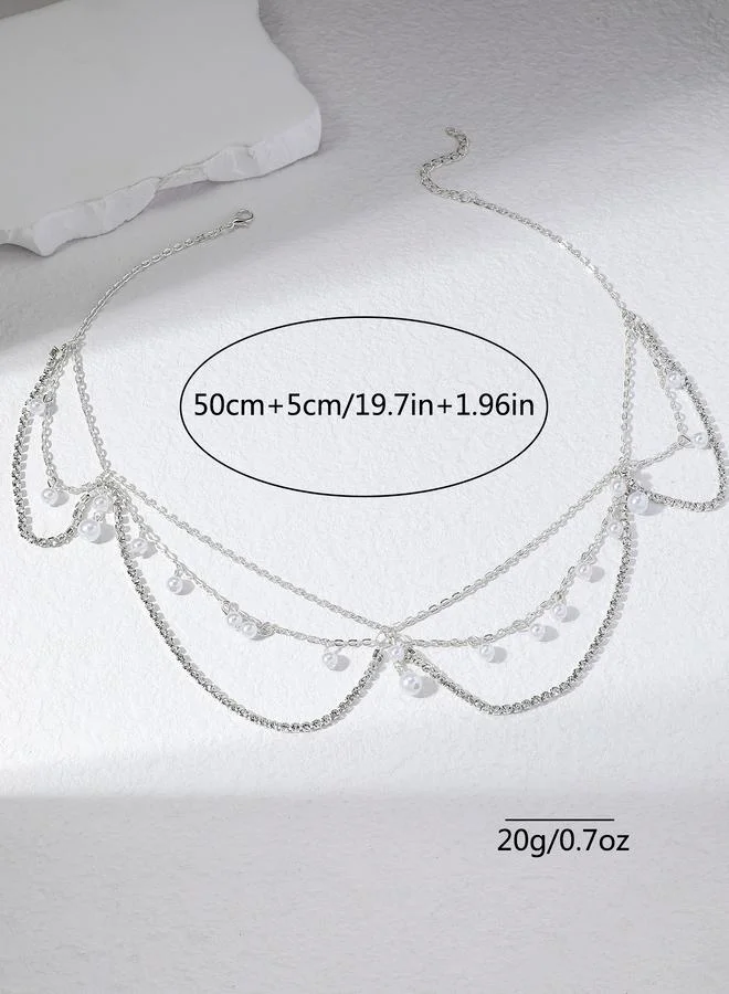 تايك تو Faux Pearl Embellished Head Chain Accessory