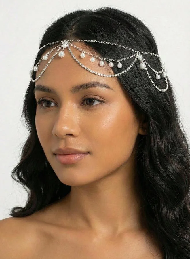 تايك تو Faux Pearl Embellished Head Chain Accessory