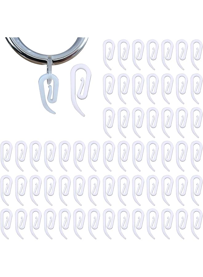 The Bros 100 Pcs White Plastic Curtain Hooks, Drapery Hooks, Adjustable Drapery Curtain Tape Clip, Smooth and Durable, Easy to Install, for Window Curtain or Door Curtain, 2.8x1.2cm - Image 1