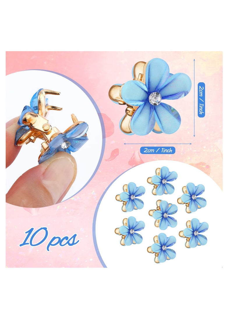 SYOSI 10 قطع مشبك شعر صغير بتصميم زهرة، مشابك قفل زهرة عتيقة، إكسسوارات شعر للنساء (أزرق) - Image 4