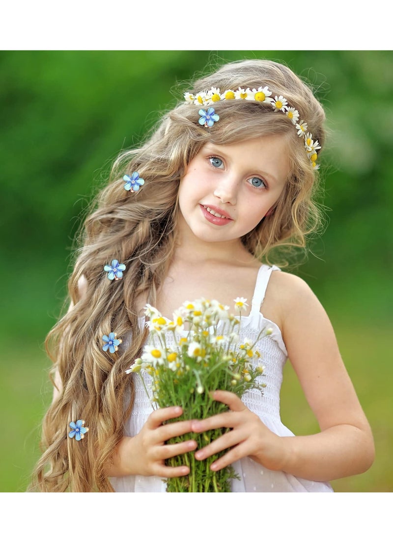 SYOSI 10 قطع مشبك شعر صغير بتصميم زهرة، مشابك قفل زهرة عتيقة، إكسسوارات شعر للنساء (أزرق) - Image 5