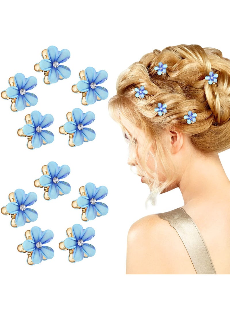 SYOSI 10 قطع مشبك شعر صغير بتصميم زهرة، مشابك قفل زهرة عتيقة، إكسسوارات شعر للنساء (أزرق) - Image 1