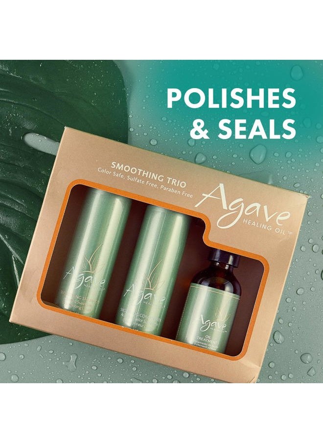 Agave HEALING OIL - Agave Smoothing Haircare Trio with Shampoo, Conditioner & Healing Oil Treatment Hydrating & Frizz Control 3 fl oz/2 fl oz - Image 1