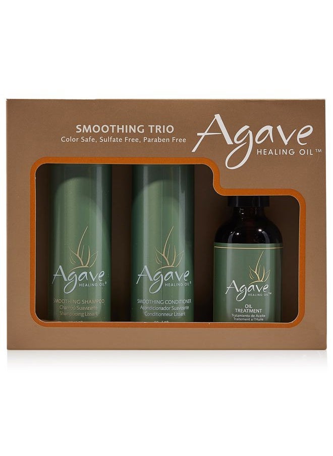 Agave HEALING OIL - Agave Smoothing Haircare Trio with Shampoo, Conditioner & Healing Oil Treatment Hydrating & Frizz Control 3 fl oz/2 fl oz - Image 1