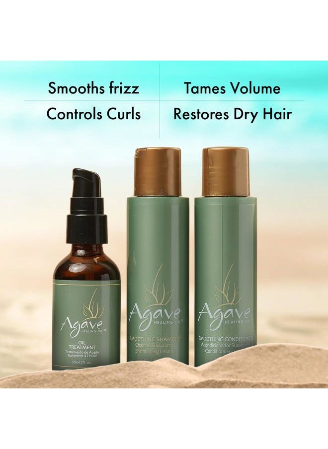 Agave HEALING OIL - Agave Smoothing Haircare Trio with Shampoo, Conditioner & Healing Oil Treatment Hydrating & Frizz Control 3 fl oz/2 fl oz - Image 1