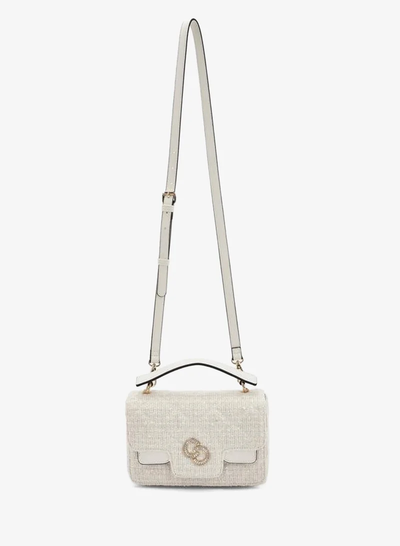 Celeste Tweed Textured Satchel Bag With Button Closure Ramadan Collections