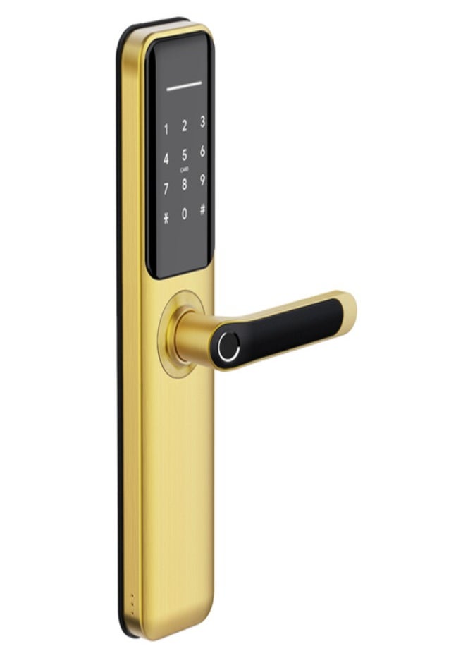 areb - AREB SMART LOCK WIFI GOLD 85 * 50  5 Unlocking Methods Fingerprint PIN Code App Control Key Card Emergency Key Auto Lock Anti Theft Security for Home Office - Image 1