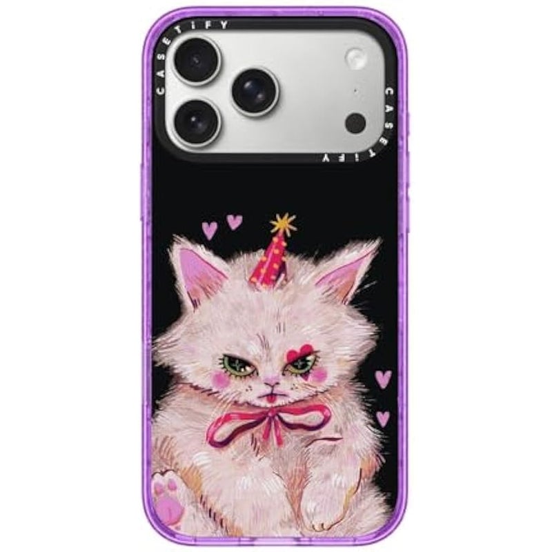 Casetify Impact iPhone 17 Pro Max Case 【Slim/Compatible with Magsafe / 8.2 ft. 4X Military Grade Drop Protection】 - Clown Kitty - Glitter Purple - Image 1