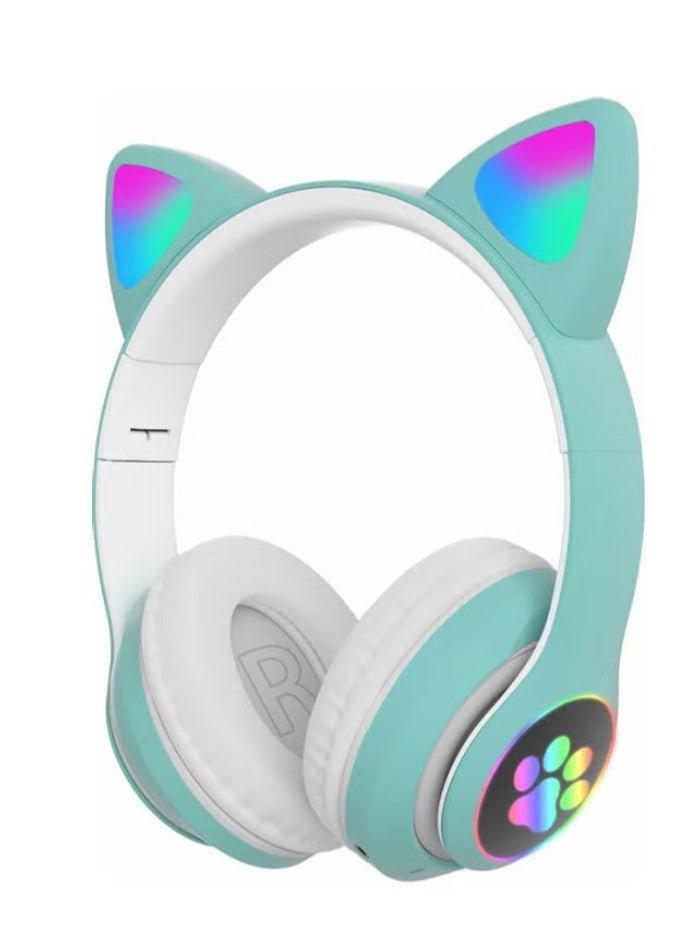 إيزي سو سماعة رأس قابلة للطي بتصميم أذني قطة متعدد الألوان
