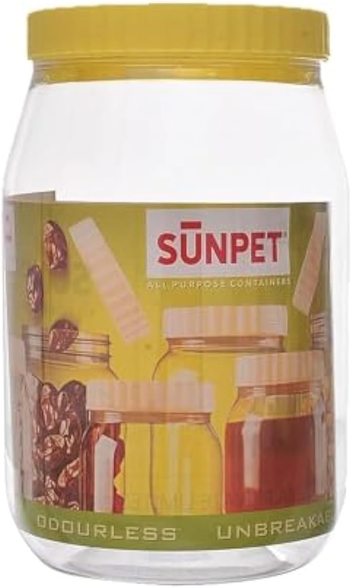 Sunpet Food Storage Canisters, Plastic, Yellow lid, 3000 ml, Pack of 1 - Image 1