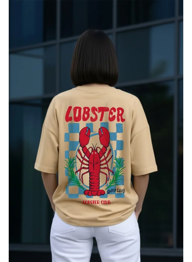 جونبيري JUNEBERRY ® Women’s Pure Cotton Oversized Baggy Fit Drop Shoulder Half Sleeve Round Neck Front & Back Printed T-Shirt (OS_JB_LBSTR_SW_L)