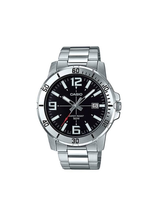 Casio MTP-VD01D-1BVUDF Men's Stainless Steel Analog Watch – Black Dial, Date Display, 50M Water Resistance - Image 1