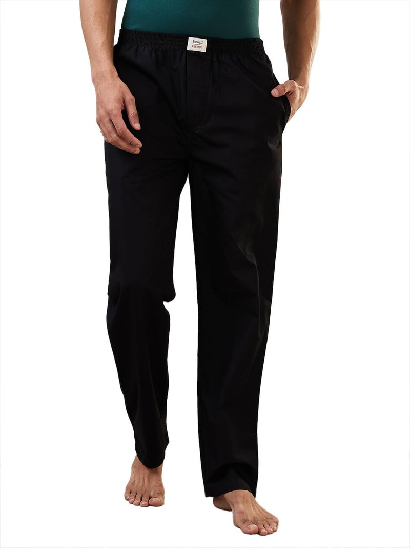 Raymond SleepZ Men Regular Fit Solid Pattern Pure Cotton Pyjama Black - Image 1