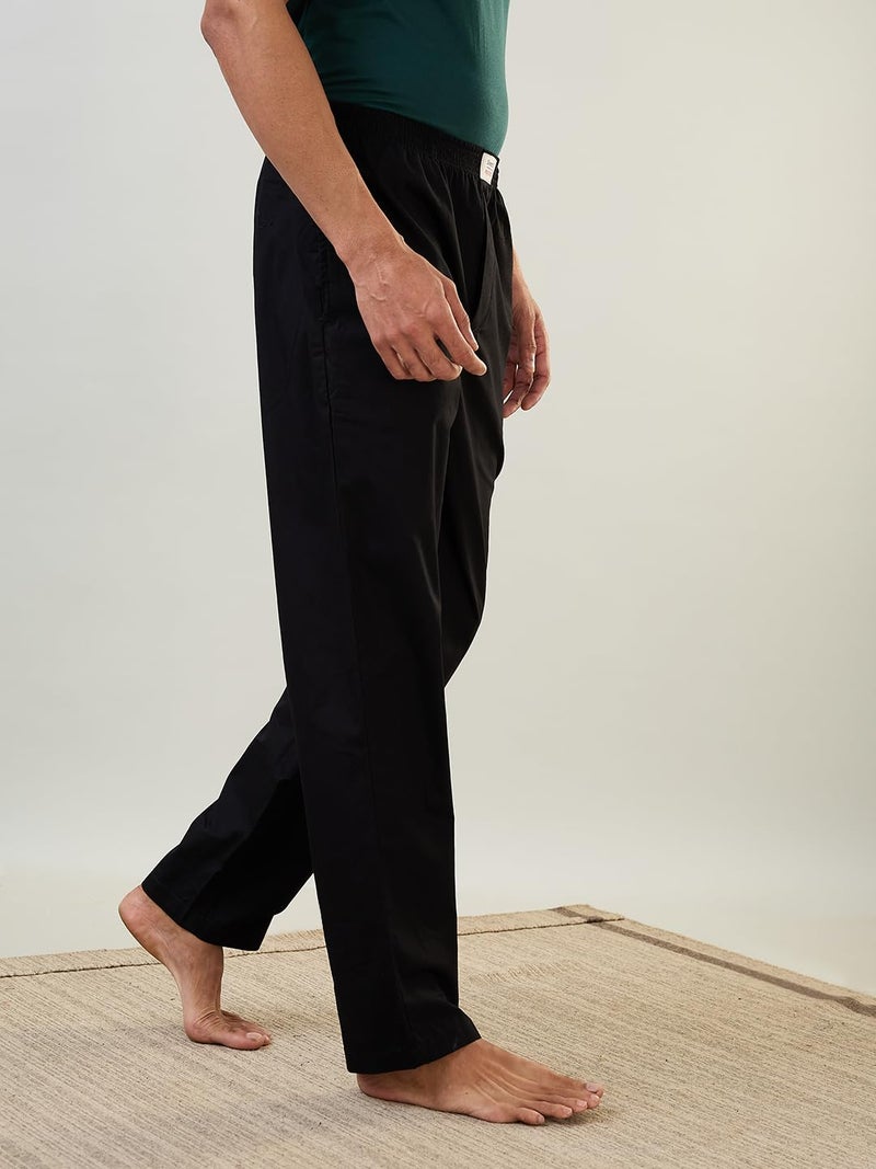 Raymond SleepZ Men Regular Fit Solid Pattern Pure Cotton Pyjama Black - Image 3