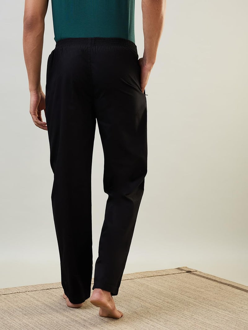 Raymond SleepZ Men Regular Fit Solid Pattern Pure Cotton Pyjama Black - Image 4