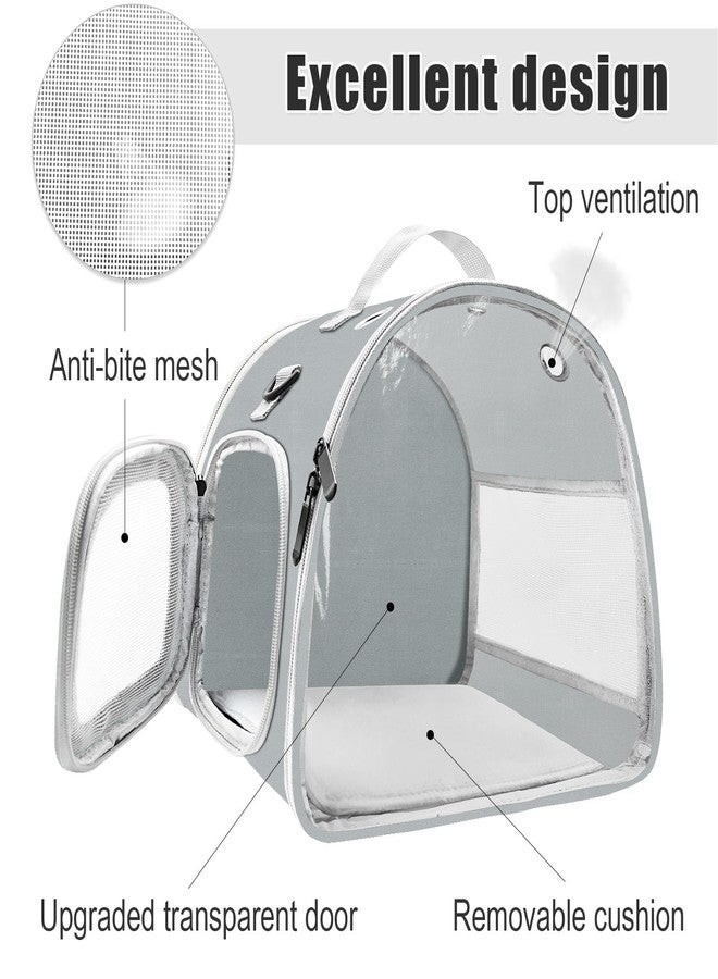 KATOLK Small Animal Carrier Bag, Upgraded Portable Guinea Pig Carriers, Transparent Hamster Carrying Case, Reptile Rat Rabbit Bearded Dragon Hedgehog Carrier Bag for Travel, Hiking, Walking, Outdoor (Grey) - Image 3