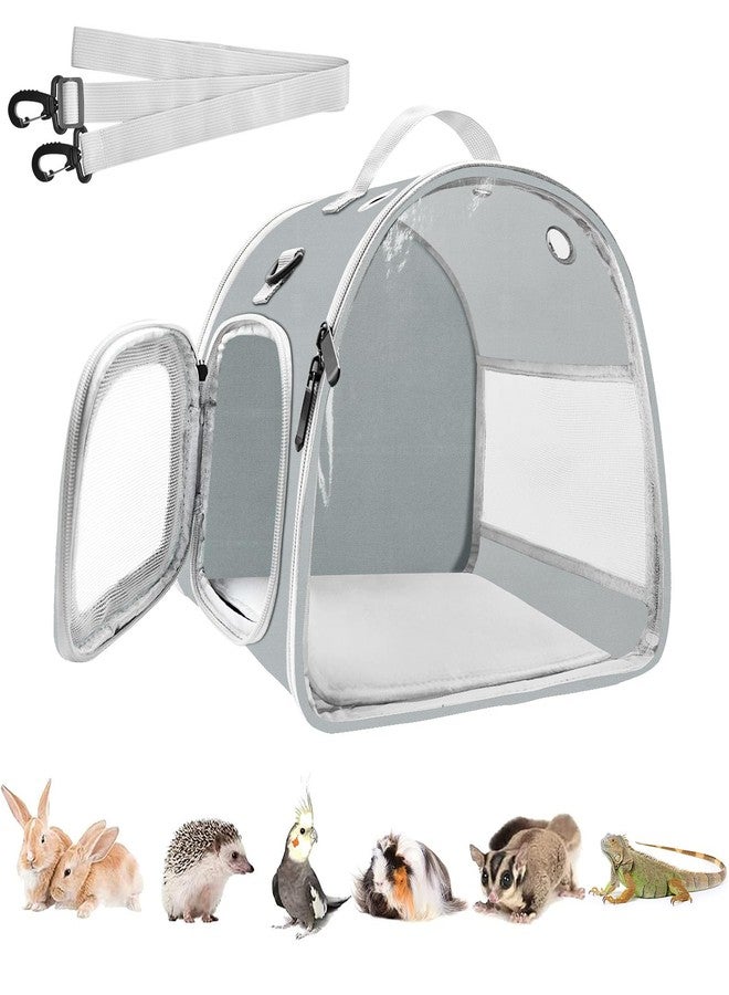 KATOLK Small Animal Carrier Bag, Upgraded Portable Guinea Pig Carriers, Transparent Hamster Carrying Case, Reptile Rat Rabbit Bearded Dragon Hedgehog Carrier Bag for Travel, Hiking, Walking, Outdoor (Grey) - Image 1