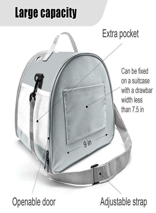 KATOLK Small Animal Carrier Bag, Upgraded Portable Guinea Pig Carriers, Transparent Hamster Carrying Case, Reptile Rat Rabbit Bearded Dragon Hedgehog Carrier Bag for Travel, Hiking, Walking, Outdoor (Grey) - Image 4