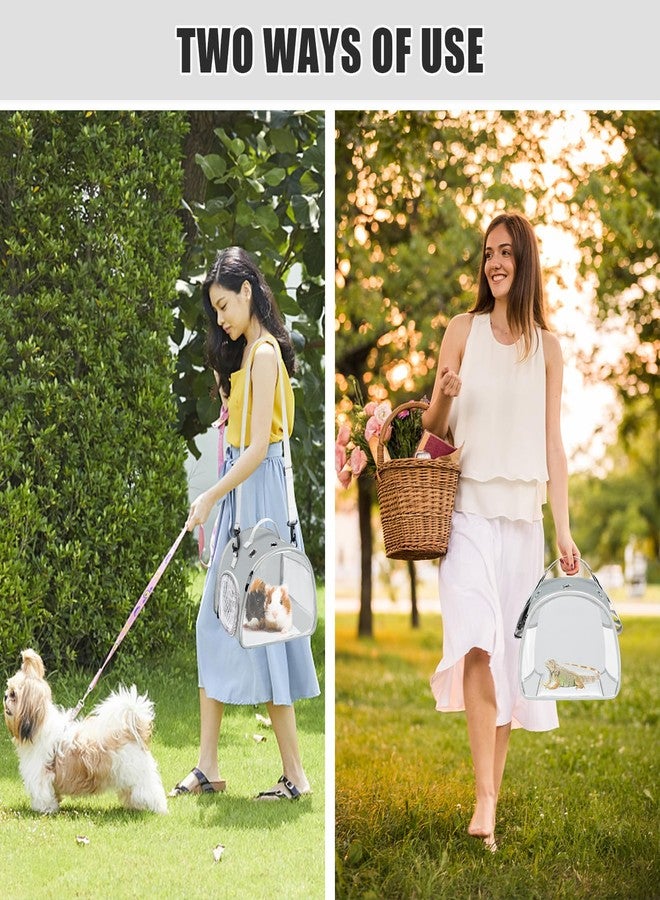 KATOLK Small Animal Carrier Bag, Upgraded Portable Guinea Pig Carriers, Transparent Hamster Carrying Case, Reptile Rat Rabbit Bearded Dragon Hedgehog Carrier Bag for Travel, Hiking, Walking, Outdoor (Grey) - Image 5
