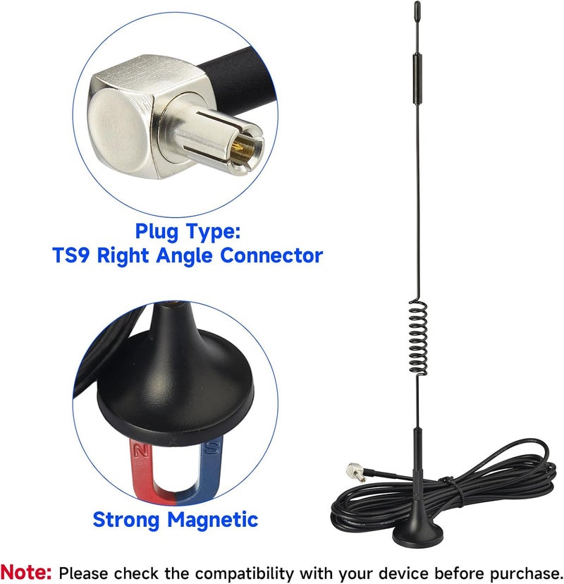 Superbat هوائي مغناطيسي خارجي 7dBi مع موصلات TS9 للما مودم دونجل AT&T Nighthawk M5 / MR5100 M1 / MR1100، Verizon Jetpack 8800L MiFi نقاط الاتصال 2-Pack - Image 4