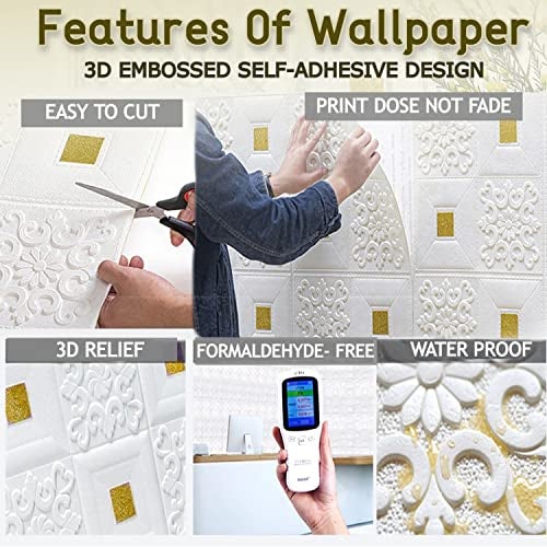 Nasmodo Wallpaper for Home Tv Unit (White Gold, 70CM*70CM - 4PC) - Image 4
