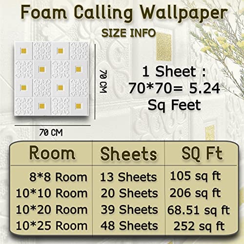 Nasmodo Wallpaper for Home Tv Unit (White Gold, 70CM*70CM - 4PC) - Image 2