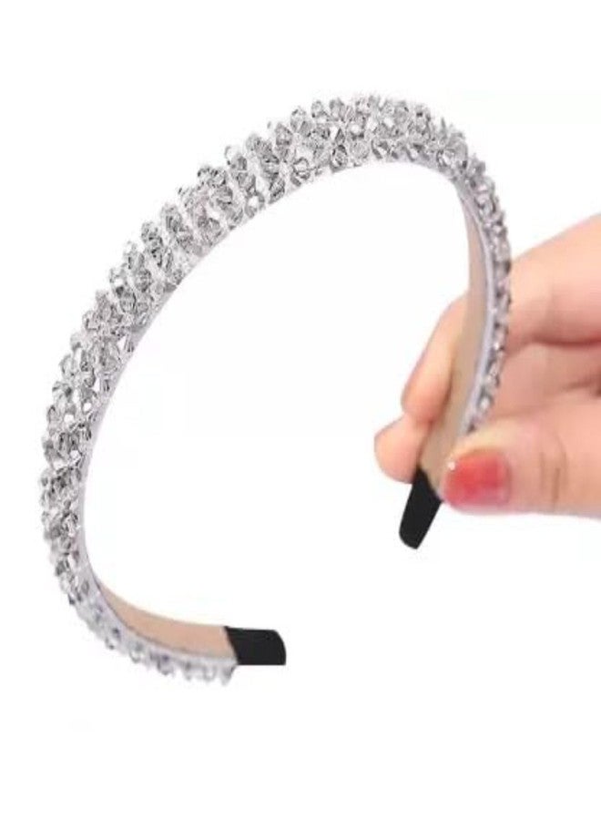 DN Creation مجموعة من قطعتين من عصابات الرأس الكريستالية غير القابلة للانزلاق والمزينة بالخرز، طوق شعر مرصع بأحجار الراين اللامعة للنساء والفتيات - ألوان متنوعة - Image 4