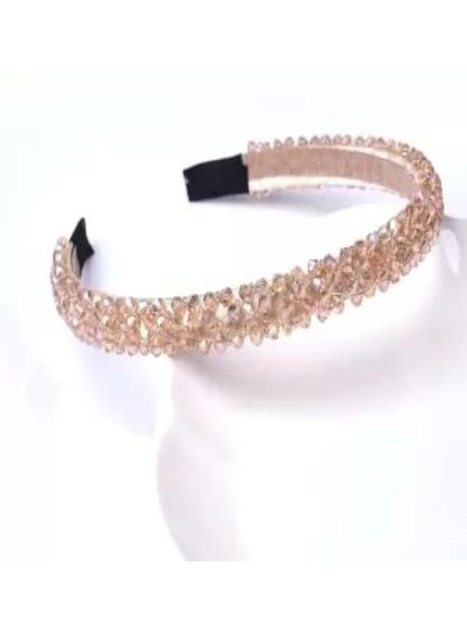 DN Creation مجموعة من قطعتين من عصابات الرأس الكريستالية غير القابلة للانزلاق والمزينة بالخرز، طوق شعر مرصع بأحجار الراين اللامعة للنساء والفتيات - ألوان متنوعة - Image 2