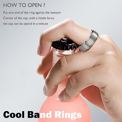 EIELO 9Pcs Stainless Steel Band Rings for Men Women Cool Fidget Spinning Chain Ring Anxiety Relief Fashion Simple Wedding Engagement Silvery Ring Set Size9 - Image 5